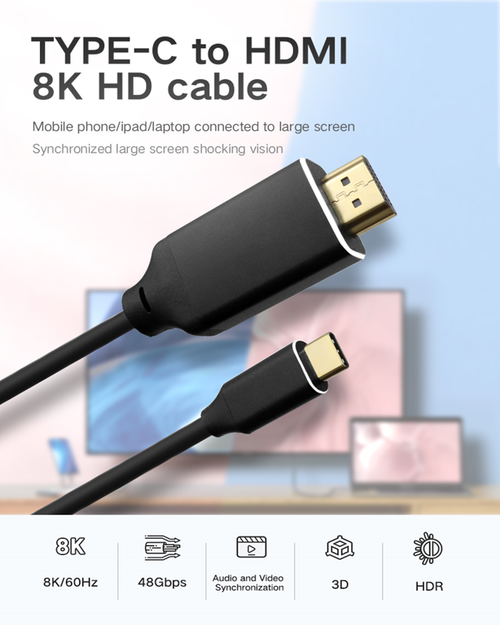 USB C to HDMI Cable 8K 48Gbps Adapter Cable