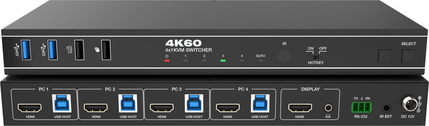 4 Port 4K60 HDMI KVM Switcher