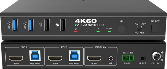 2 Port 4K60 HDMI KVM Switcher