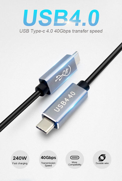 USB-4 Cable - Alluminium Head 240Watt, Thunderbolt3, 40Gbps Data